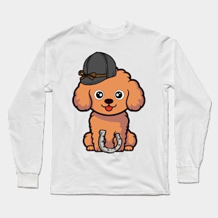 Funny brown dog is ready to ride a horse Long Sleeve T-Shirt